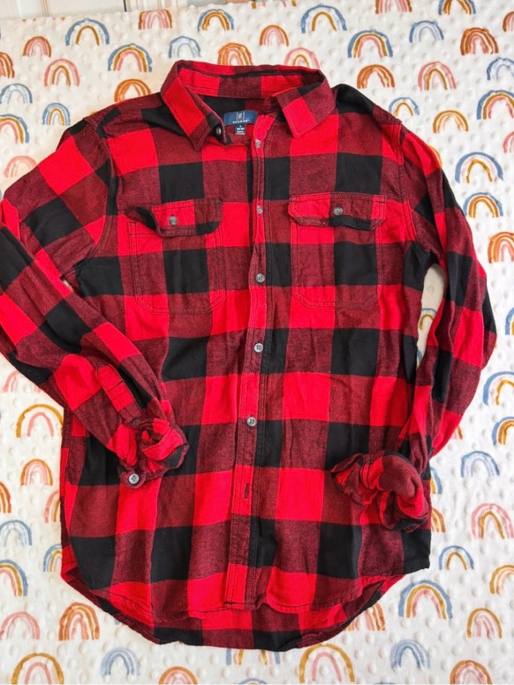 George Red and Black Buffalo Plaid Button-Down Shirt
